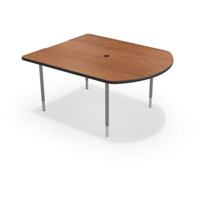 MediaSpace Small D-Shape AV Table, 5 Ft.-Tables-Amber Cherry with Black Edgeband-Platinum-