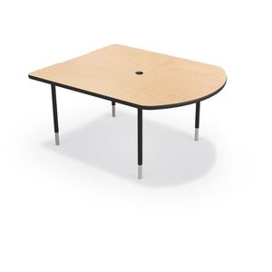 MediaSpace Small D-Shape AV Table, 5 Ft.-Tables-Fusion Maple with Black Edgeband-Black-