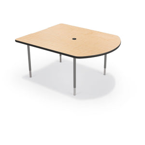 MediaSpace Small D-Shape AV Table, 5 Ft.-Tables-Fusion Maple with Black Edgeband-Platinum-
