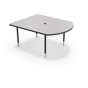 MediaSpace Small D-Shape AV Table, 5 Ft.-Tables-Grey Nebula with Black Edgeband-Black-