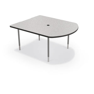 MediaSpace Small D-Shape AV Table, 5 Ft.-Tables-Grey Nebula with Black Edgeband-Platinum-
