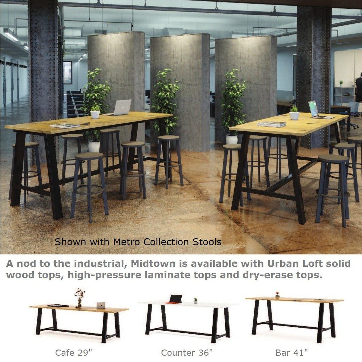 Midtown Table Radiatori Midtown Dry Erase Table, Café Height, 36