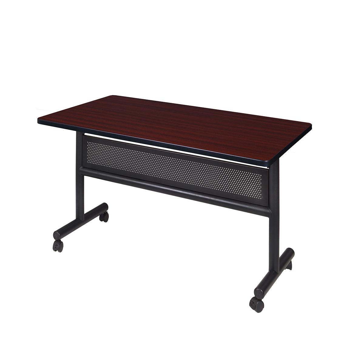Kobe Flip Top Nesting Mobile Training Table with Modesty Panel, 48" x 24" Rectangle