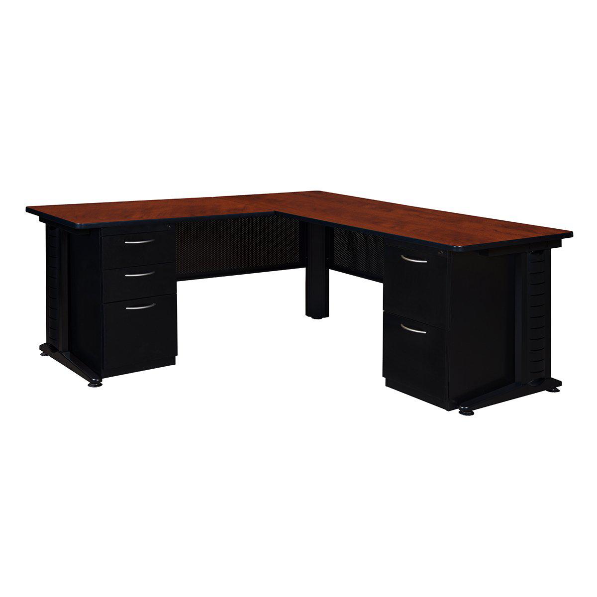 Fusion 66" Double Pedestal L-Desk with 42" Return