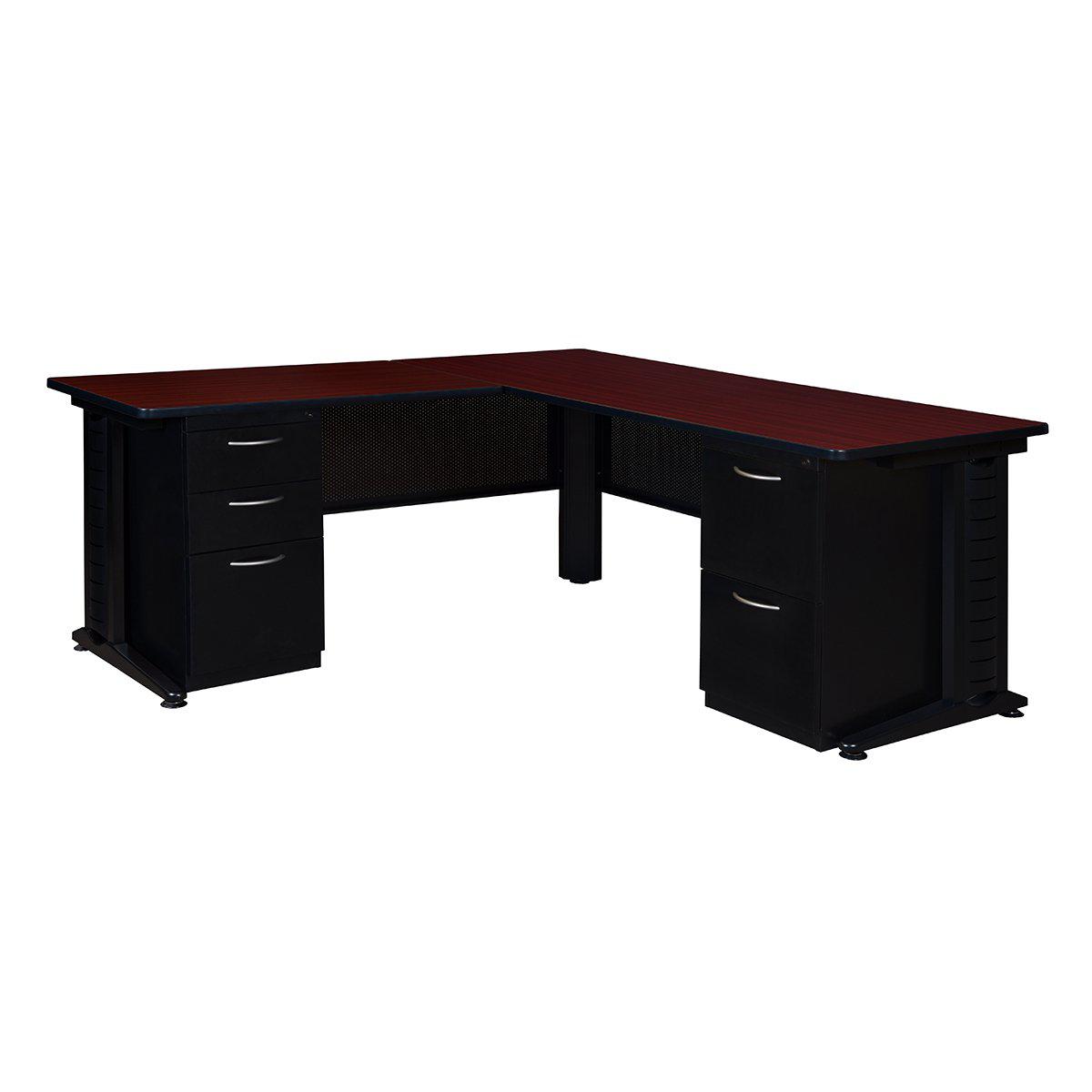 Fusion 72" Double Pedestal L-Desk with 42" Return