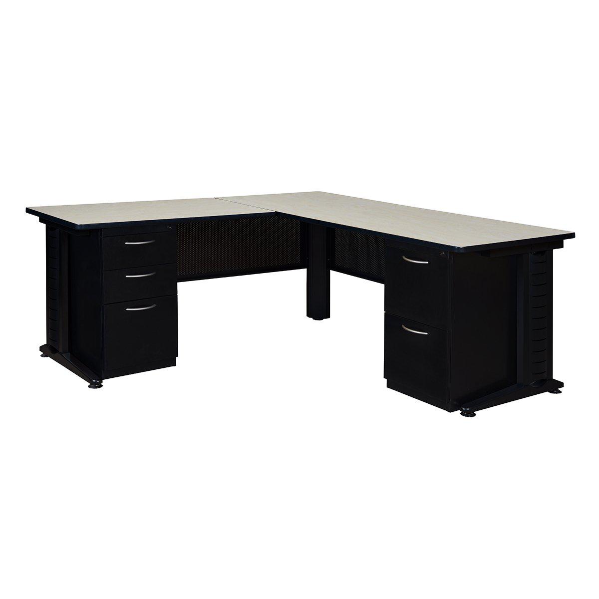 Fusion 72" Double Pedestal L-Desk with 42" Return