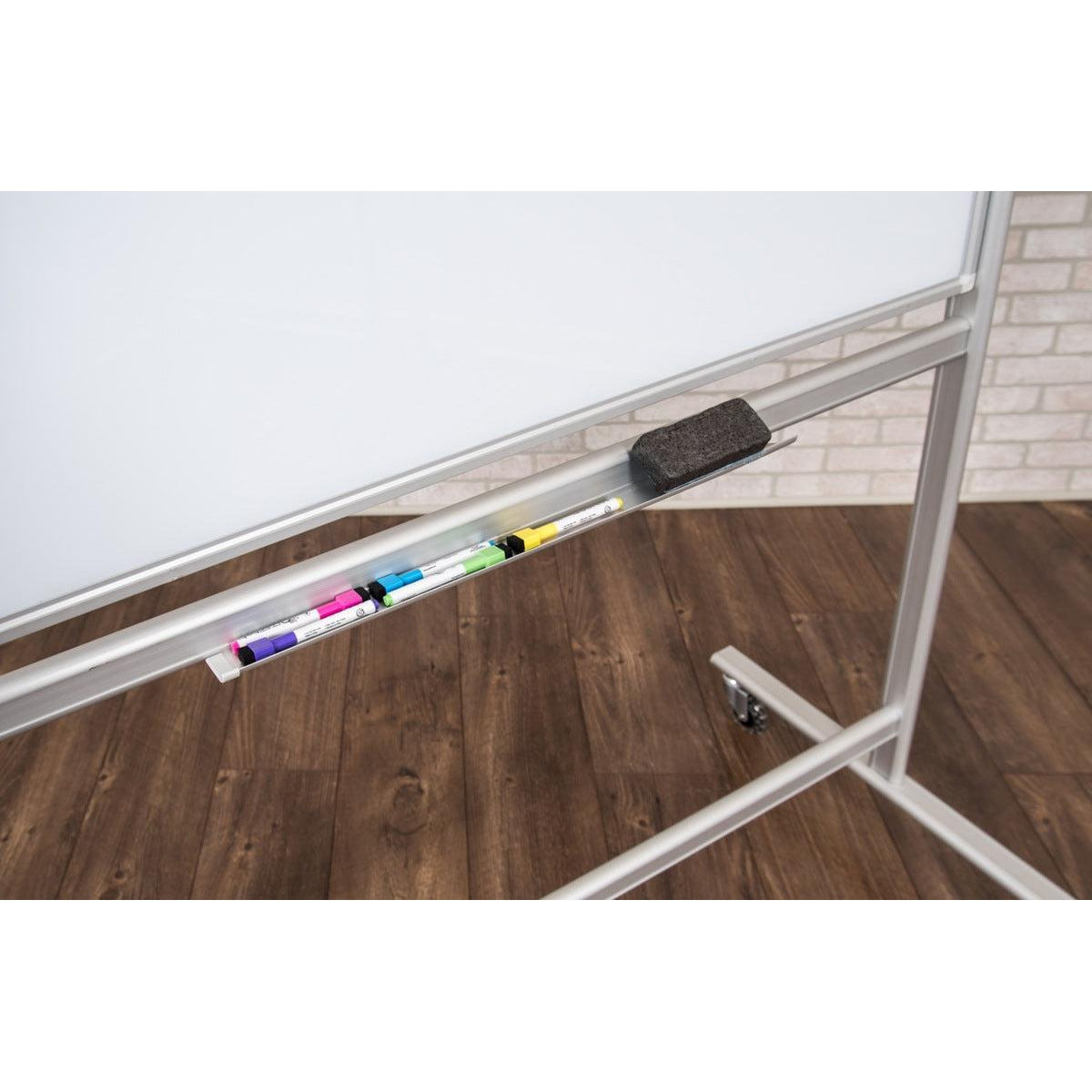 48" W x 36" H Double-Sided Mobile Magnetic Glass Whiteboard