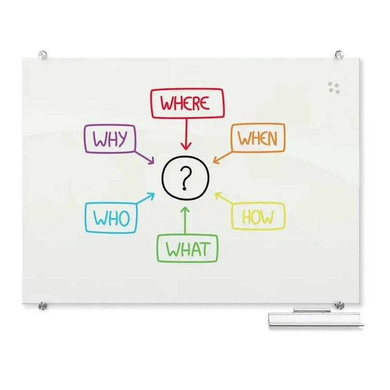 Visionary Magnetic Glass Board, Gloss White, 3' W x 2' H