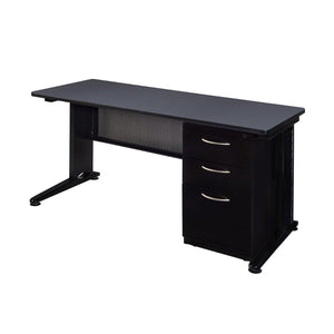 Fusion Single Pedestal Desk, 60" W x 24" D x 29" H