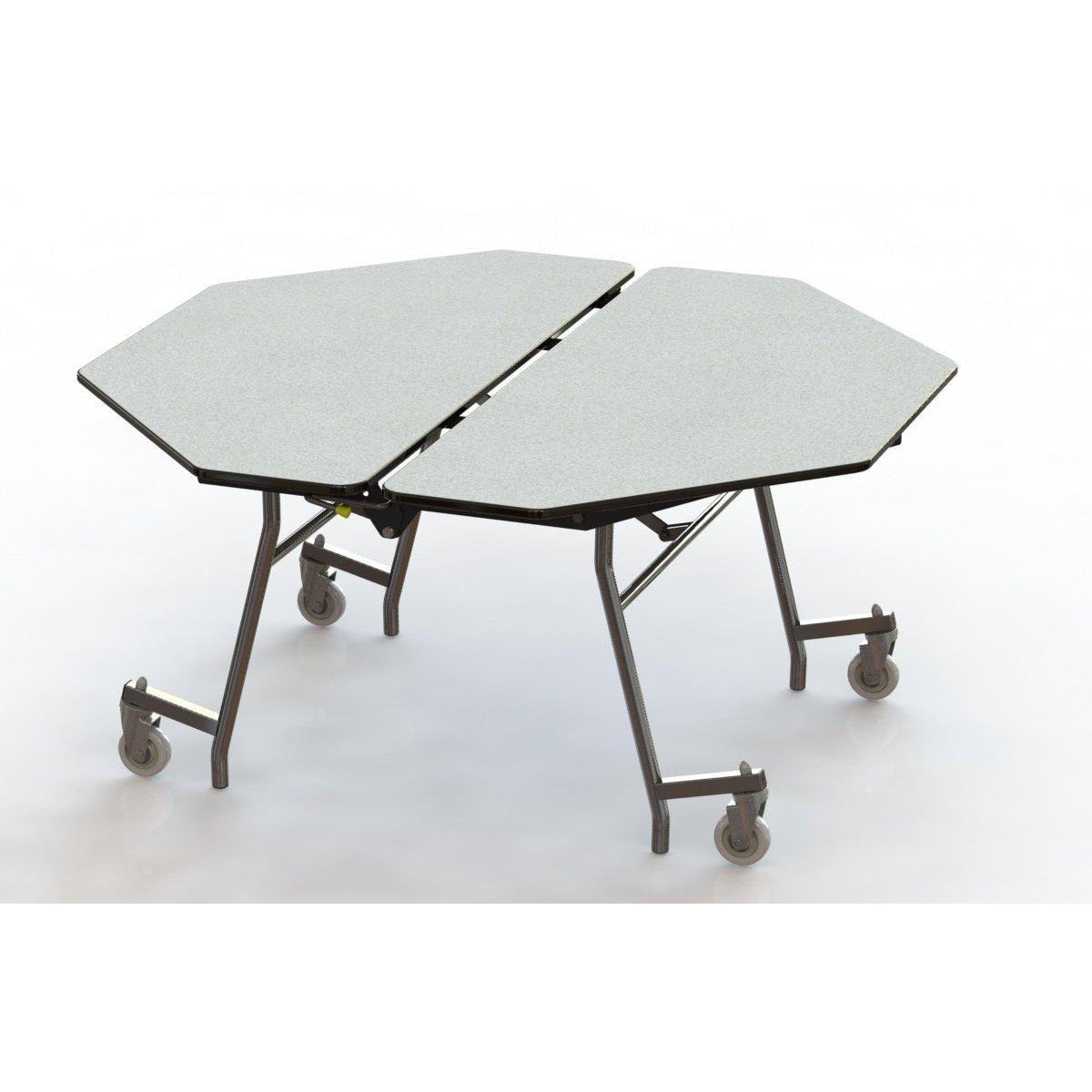 Mobile Shape Cafeteria Table, 60" Octagon, Plywood Core, Vinyl T-Mold Edge, Textured Black Frame