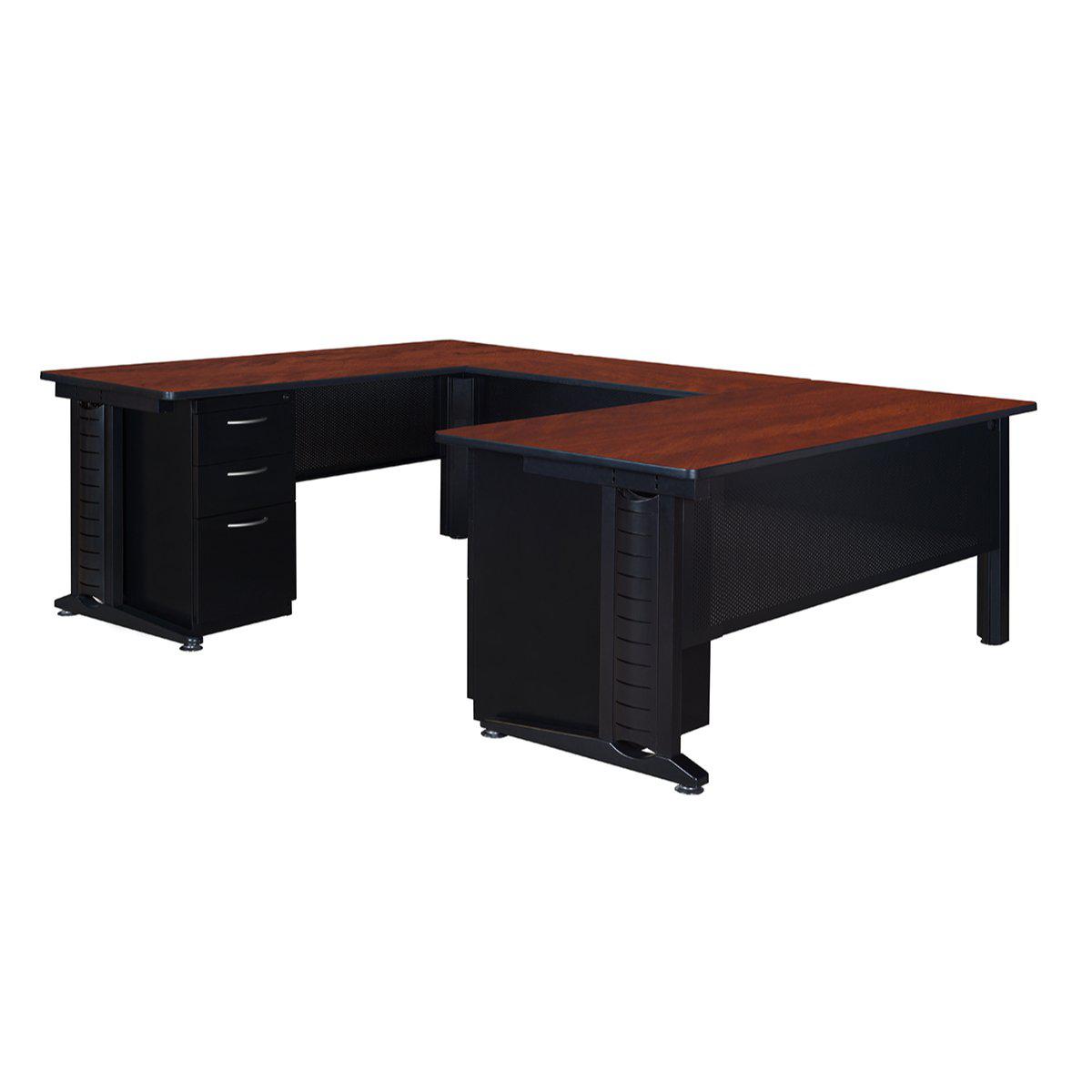 Fusion 66" Double Pedestal U-Desk with 42" Bridge