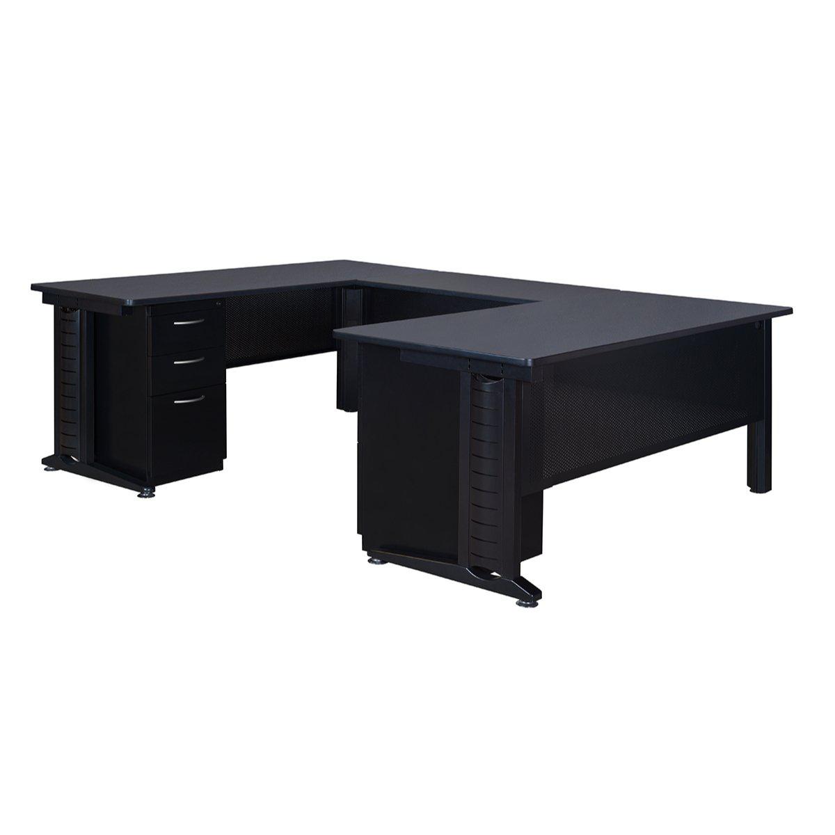Fusion 66" Double Pedestal U-Desk with 48" Bridge