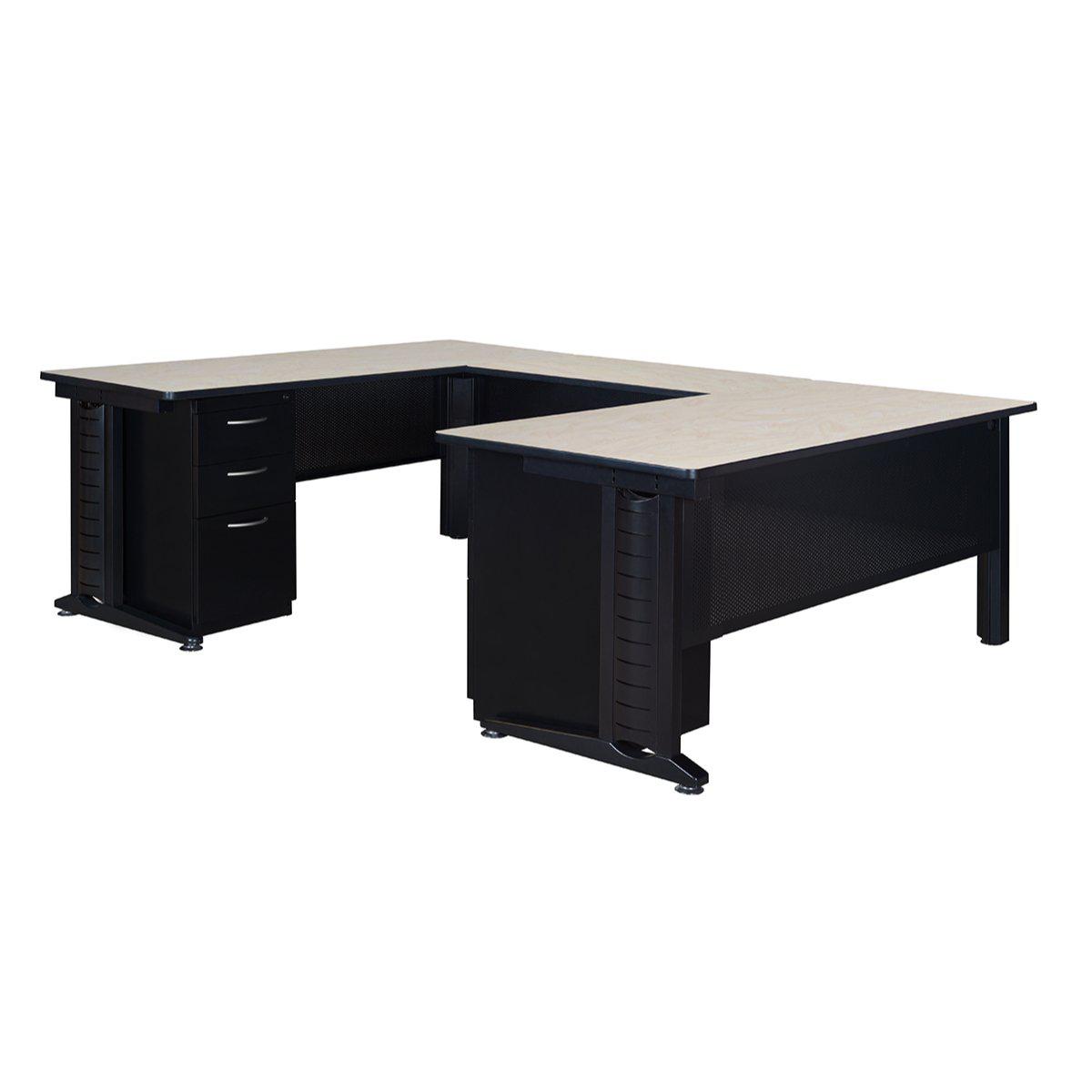Fusion 72" Double Pedestal U-Desk with 42" Bridge
