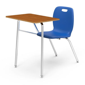 N2 Series Chair Desk-Desks-Cobalt Blue-Medium Oak-No