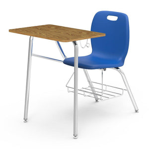 N2 Series Chair Desk-Desks-Cobalt Blue-Medium Oak-Yes