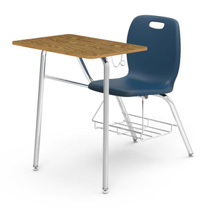 N2 Series Chair Desk-Desks-Navy-Medium Oak-Yes