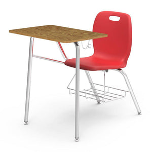 N2 Series Chair Desk-Desks-Red-Medium Oak-Yes