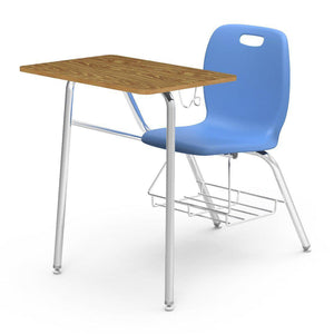 N2 Series Chair Desk-Desks-Sky Blue-Medium Oak-Yes