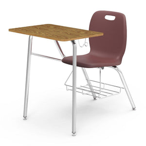 N2 Series Chair Desk-Desks-Wine-Medium Oak-Yes