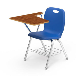 N2 Series Tablet Arm Chair Desk-Chairs-Cobalt Blue-Medium Oak-