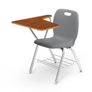 N2 Series Tablet Arm Chair Desk-Chairs-Graphite-Medium Oak-