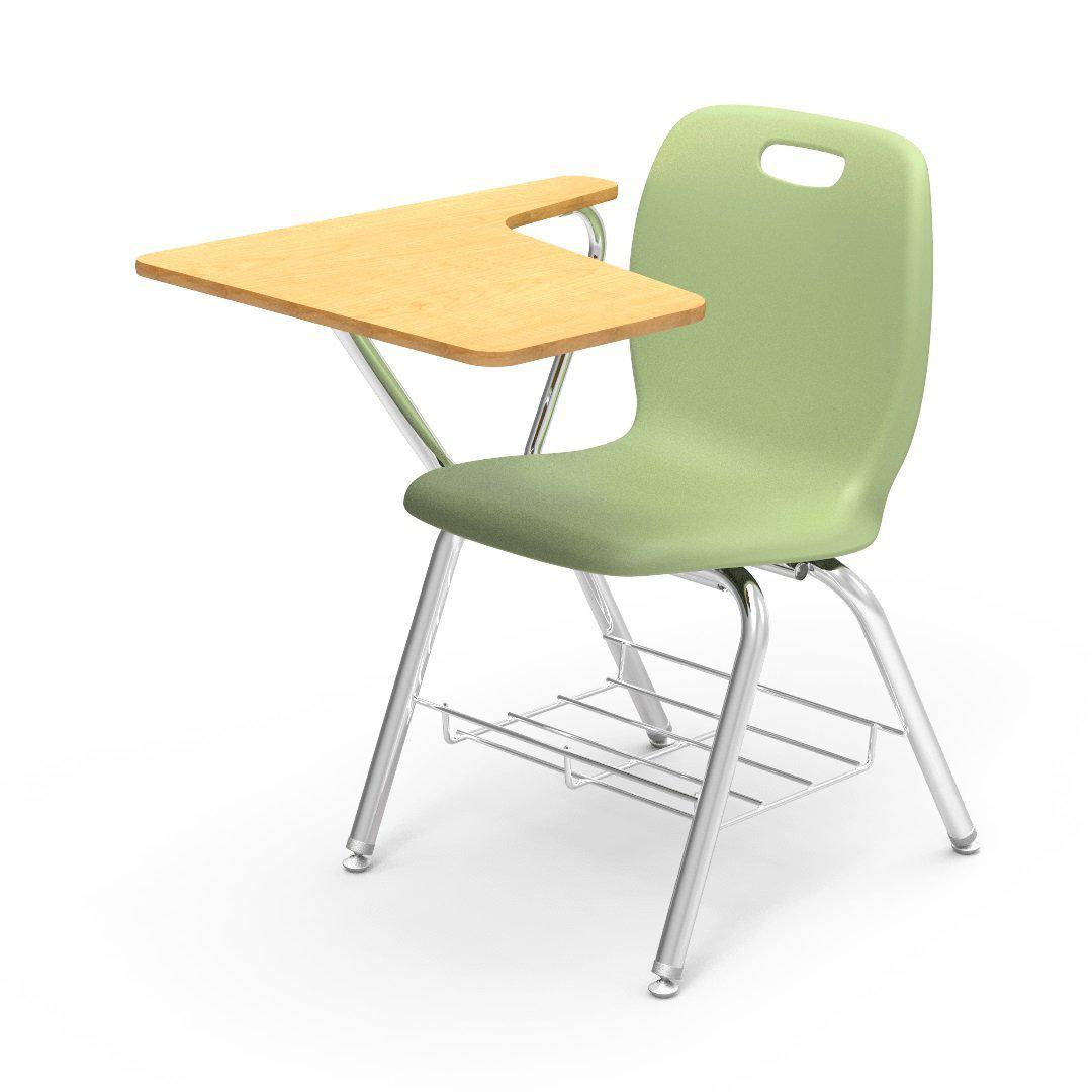 N2 Series Tablet Arm Chair Desk-Chairs-Green Apple-Fusion Maple-
