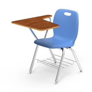 N2 Series Tablet Arm Chair Desk-Chairs-Sky Blue-Medium Oak-