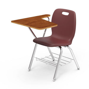 N2 Series Tablet Arm Chair Desk-Chairs-Wine-Medium Oak-