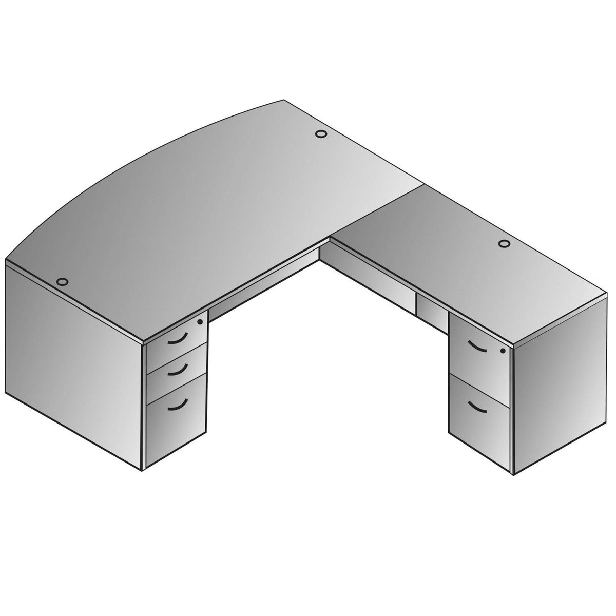 Napa L Shape with Bow Top Desk, 71" x 89" x 29" H
