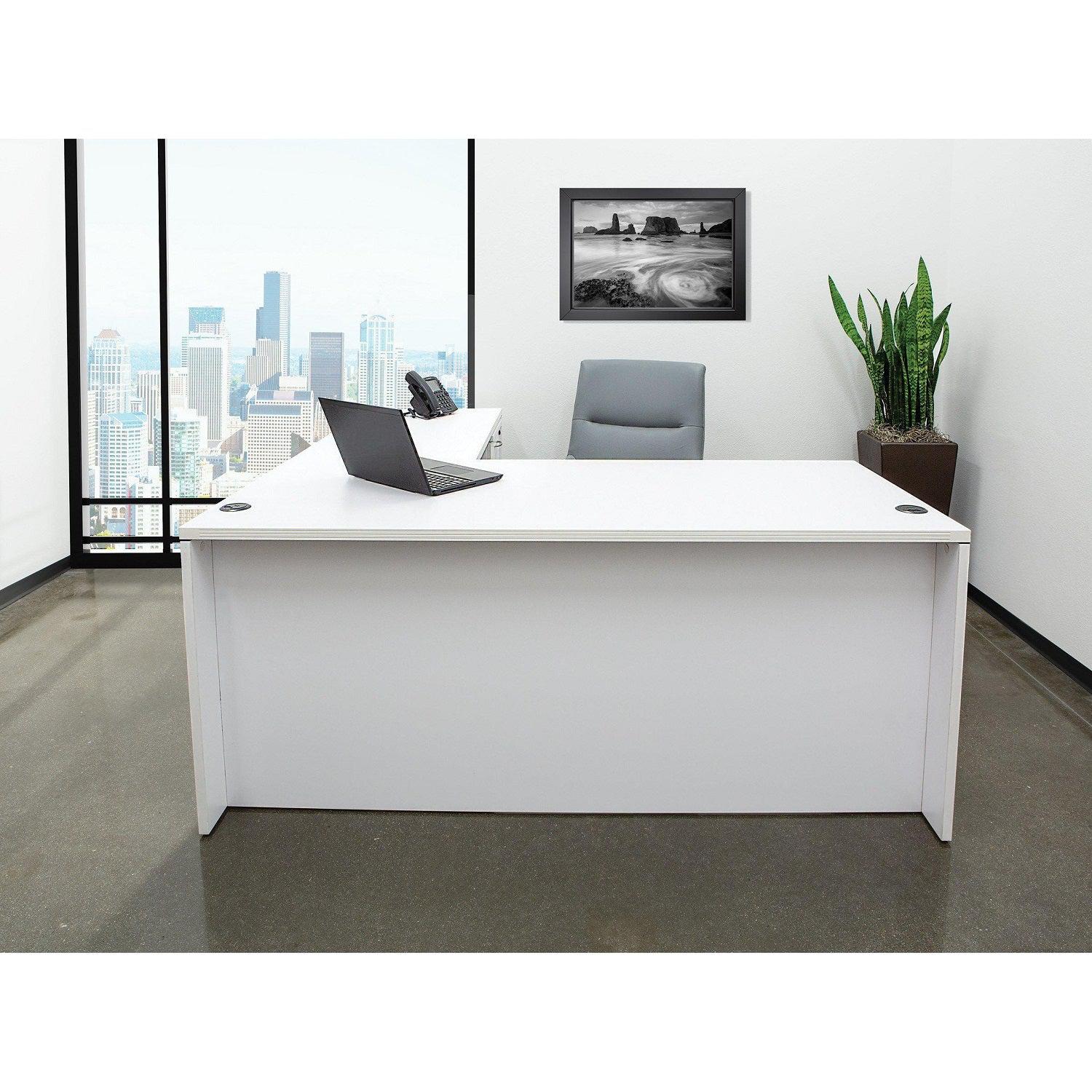 "Napa White" L-Shape Desk, 66" x 78" x 29" H