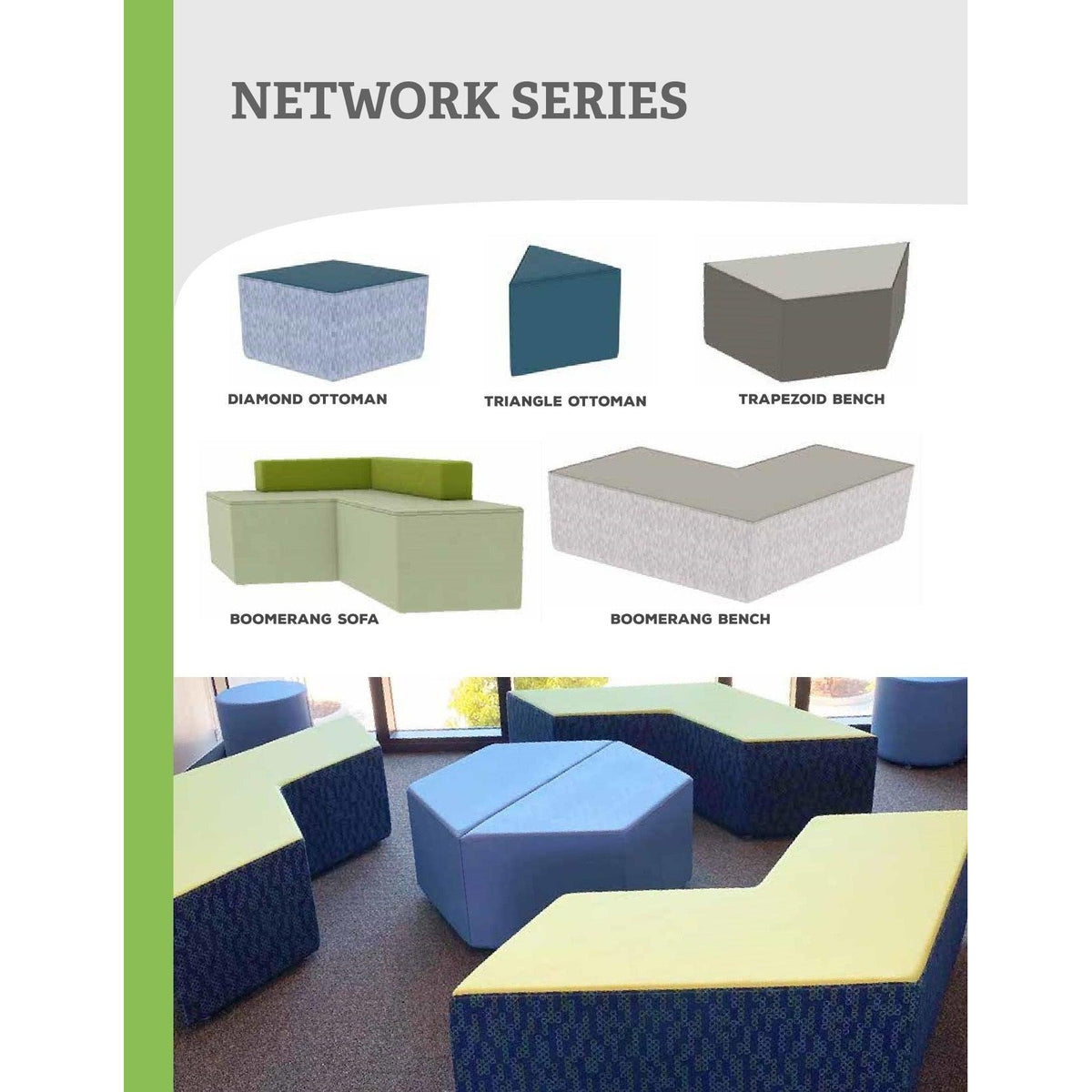 Fomcore Network Series Trapezoid Ottoman 2.0 with 100% ALL-FOAM CORE, Antibacterial Vinyl Upholstery, LIFETIME WARRANTY, FREE SHIPPING