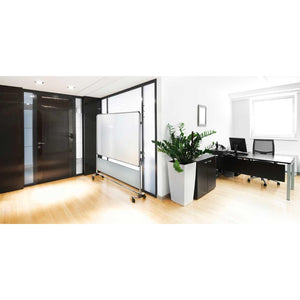 Nexus Idea Wall Double Sided Mobile Porcelain Whiteboard with Frosted Panel