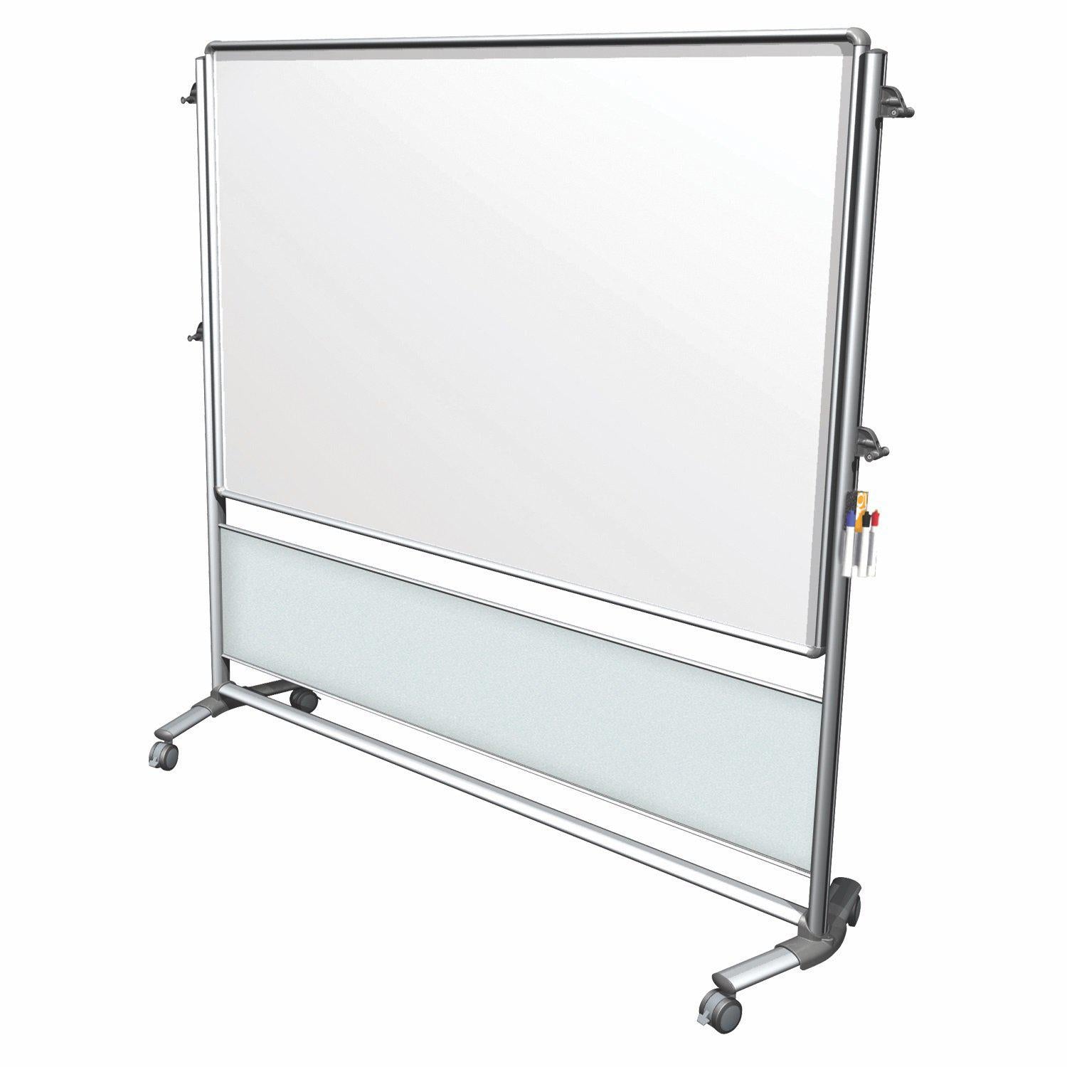 Nexus Idea Wall Double Sided Mobile Porcelain Whiteboard with Frosted Panel