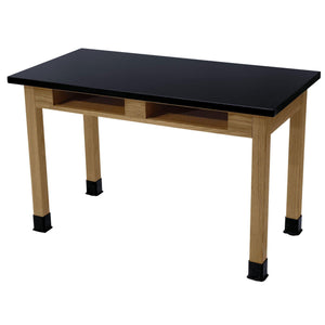 NPS Science Lab Tables with Solid Wood Legs, High Pressure Laminate Top-Science & Lab Furniture-30"-24" x 48"-2 Book Compartments