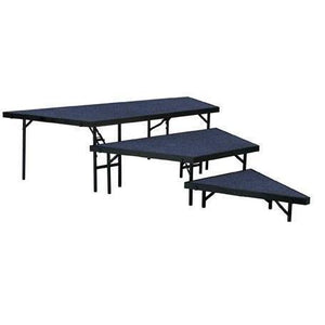 NPS® 3 Level Stage Pie Set-Stages & Risers-For 36" Wide Stages-Blue Carpet-