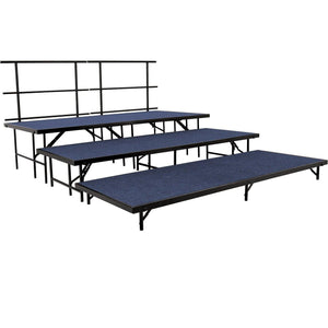 NPS® 3-Level Straight Stage Set-Stages & Risers-3' x 8'-Blue Carpet-
