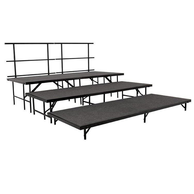 NPS® 3-Level Straight Stage Set-Stages & Risers-3' x 8'-Grey Carpet-
