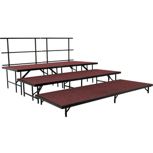 NPS® 3-Level Straight Stage Set-Stages & Risers-3' x 8'-Red Carpet-