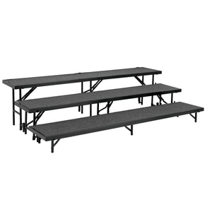 NPS® Multi-Level Straight Standing Choral Risers, 18" x 96" Platforms-Stages & Risers-3-Grey Carpet-