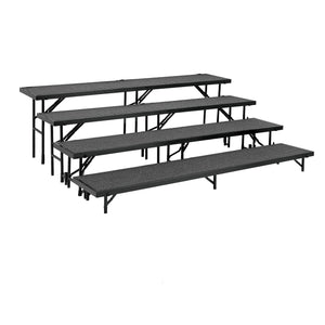 NPS® Multi-Level Straight Standing Choral Risers, 18" x 96" Platforms-Stages & Risers-4-Grey Carpet-
