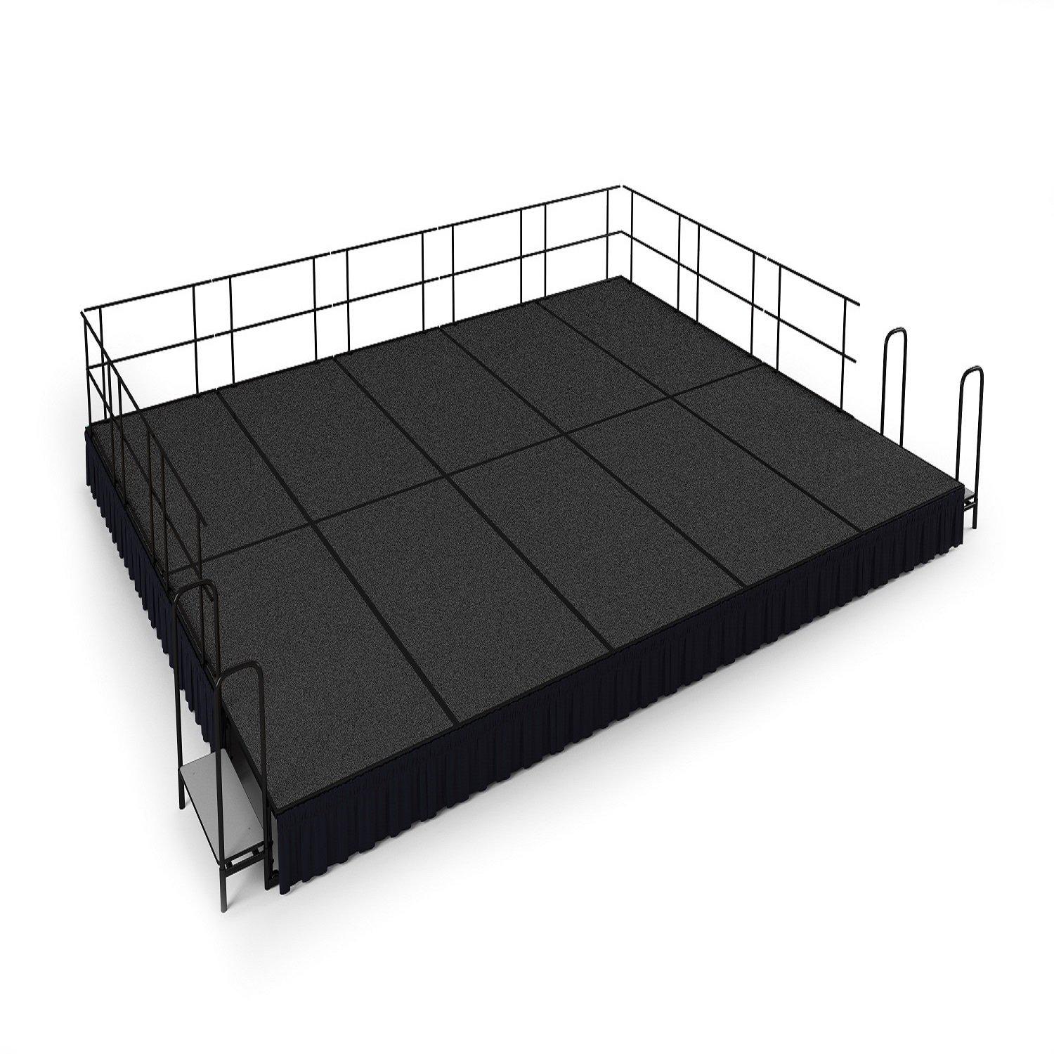 NPS® Single Level Stage Package-Stages & Risers-16' x 20' x 16" H-Grey Carpet-Shirred Pleat