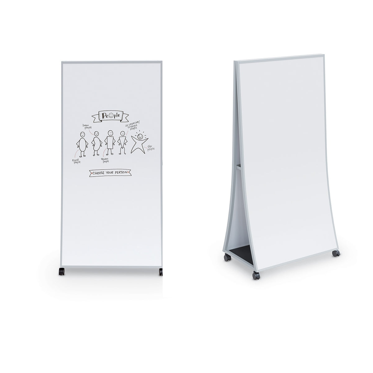 Ogee Curved Double-Sided Magnetic Whiteboard Easel with Porcelain Steel Surface