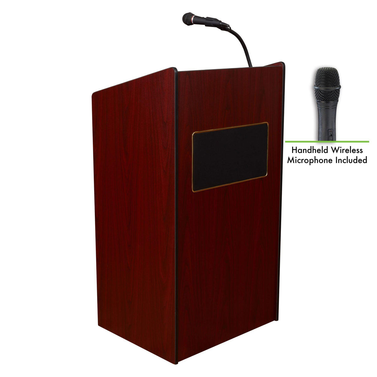 Oklahoma Sound® Aristocrat Sound Lectern with Wireless Handheld Mic-Lecterns & Podiums-Mahogany-