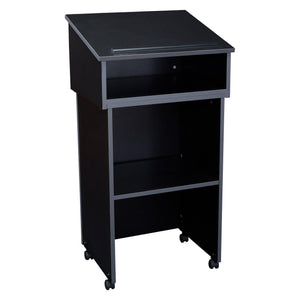 Oklahoma Sound® Tabletop Lectern with AV Cart/Lectern Base-Audio-Visual/Presentation-Black-