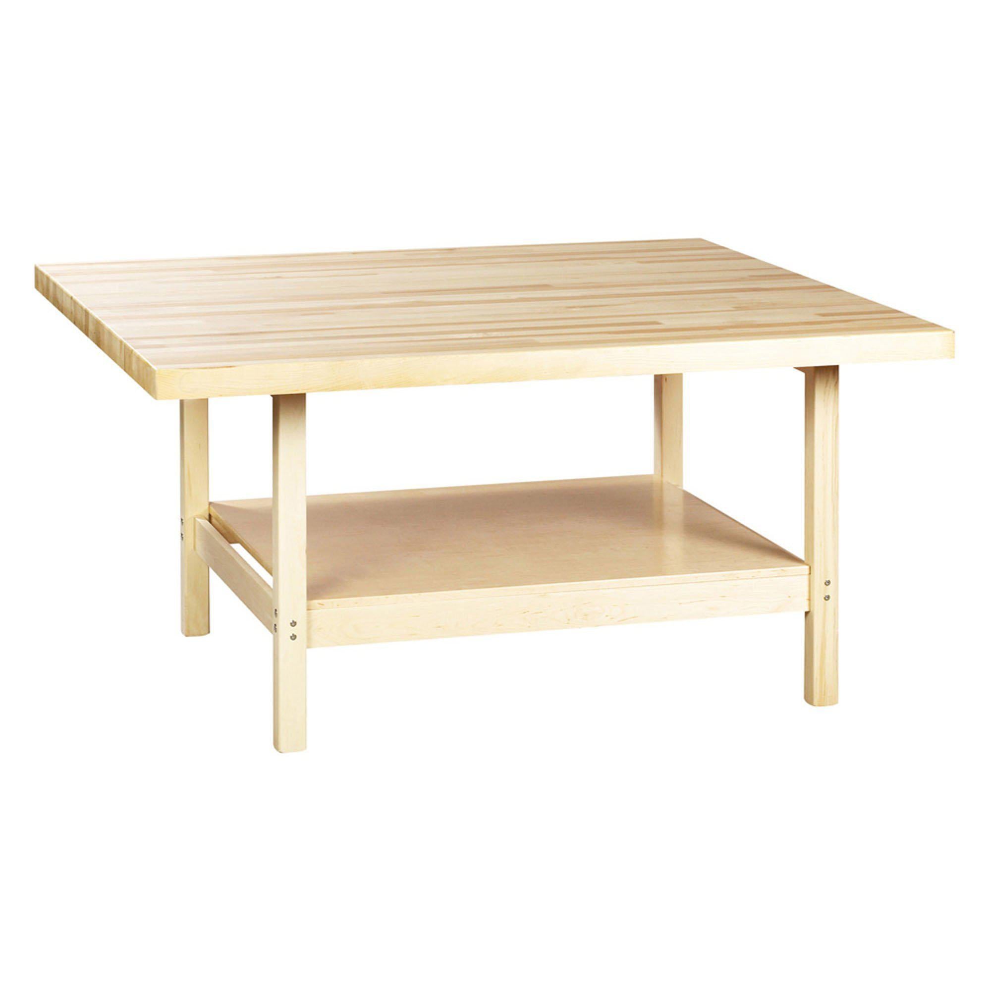Open-Style Four-Station Wood Workbench-0-