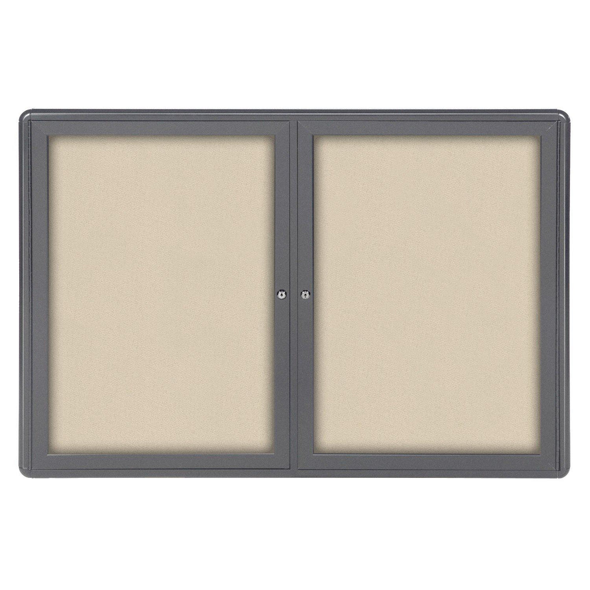 Ovation 2 Door Enclosed Fabric Bulletin Board, Hinged Doors, 3' H x 5' W