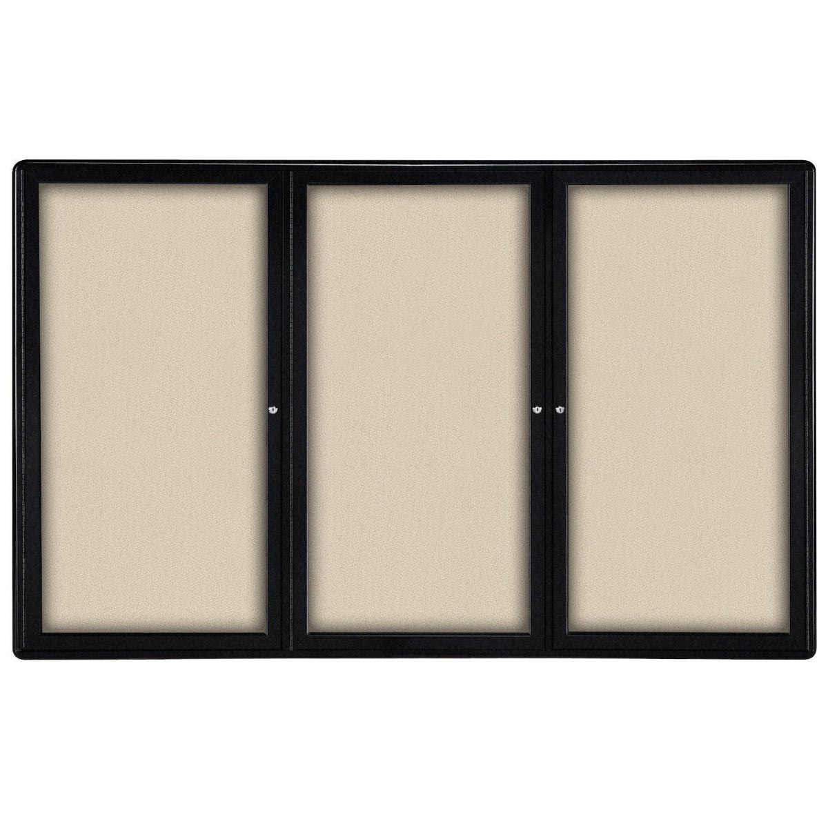 Ovation 3 Door Enclosed Fabric Bulletin Board, Hinged Doors, 4' H x 6' W