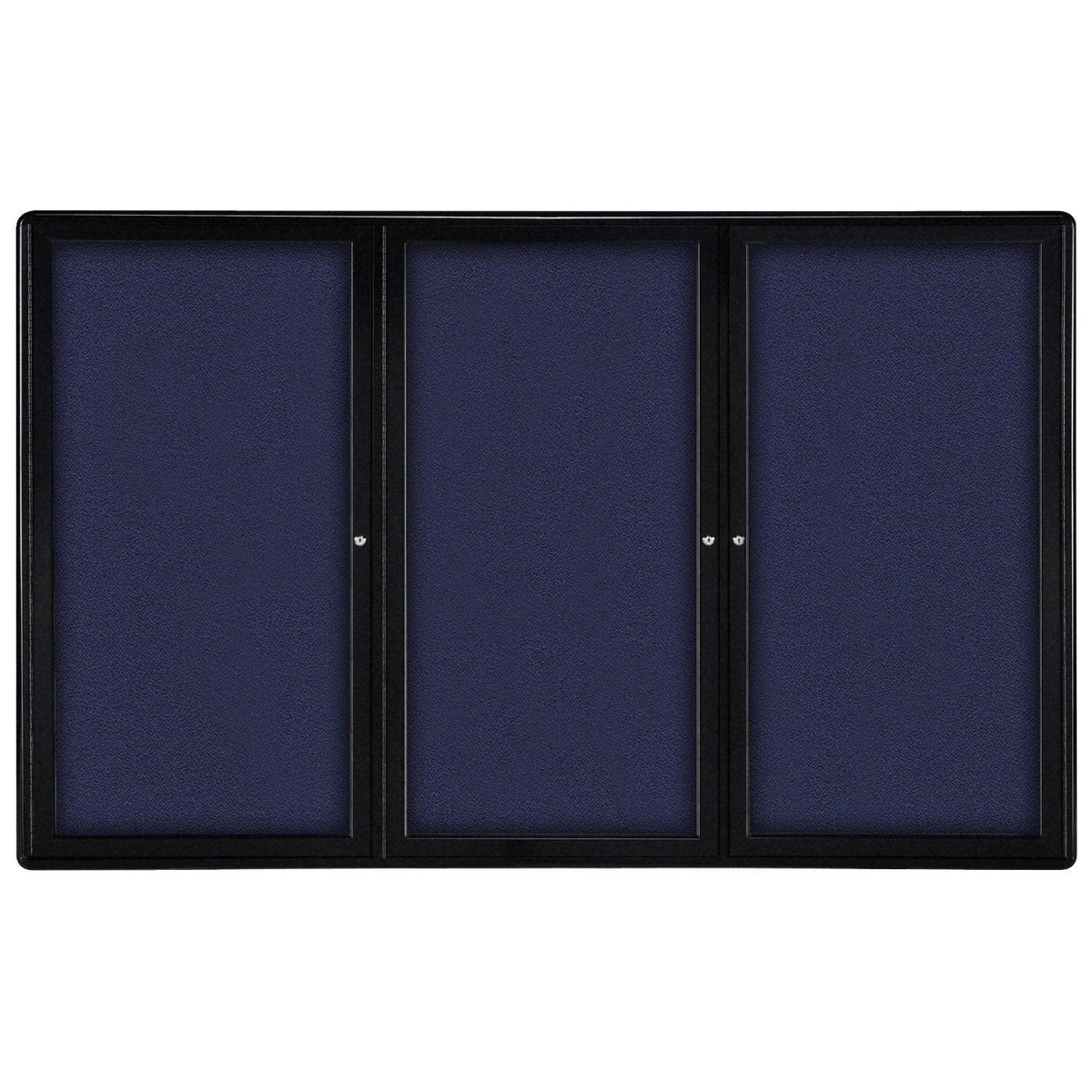 Ovation 3 Door Enclosed Fabric Bulletin Board, Hinged Doors, 4' H x 6' W