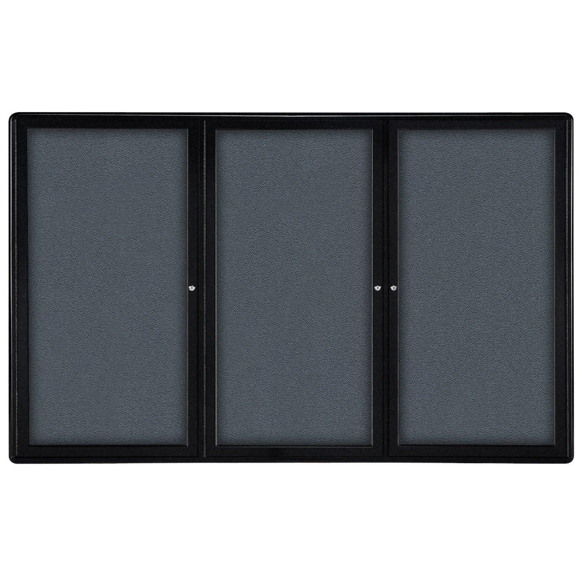 Ovation 3 Door Enclosed Fabric Bulletin Board, Hinged Doors, 4' H x 6' W