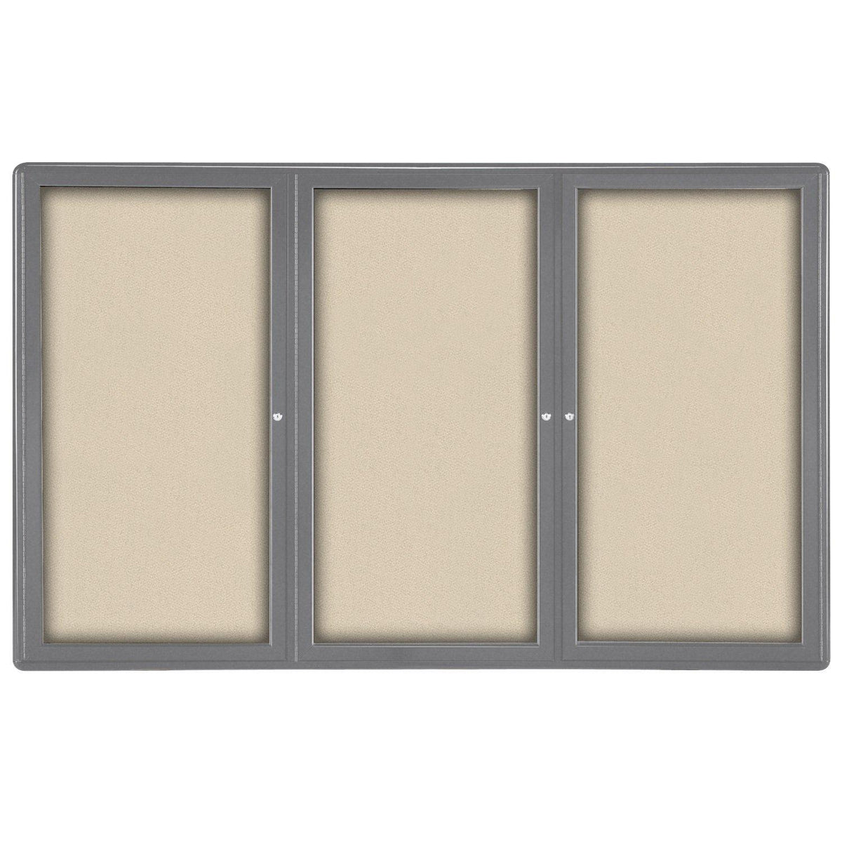 Ovation 3 Door Enclosed Fabric Bulletin Board, Hinged Doors, 4' H x 6' W